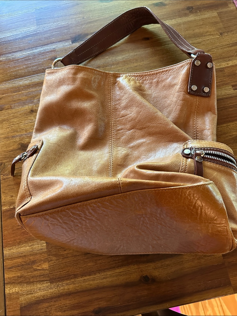 Tano Brown Leather-Trim Shoulder Bag - Picture 2 of 7